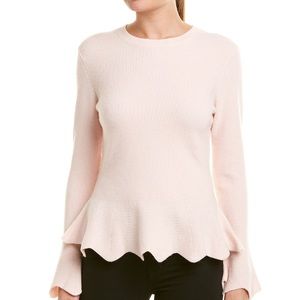 Ted Baker Bobbe Merino-cashmere Blend Peplum Sweater, US Size 12/Ted Size 5.